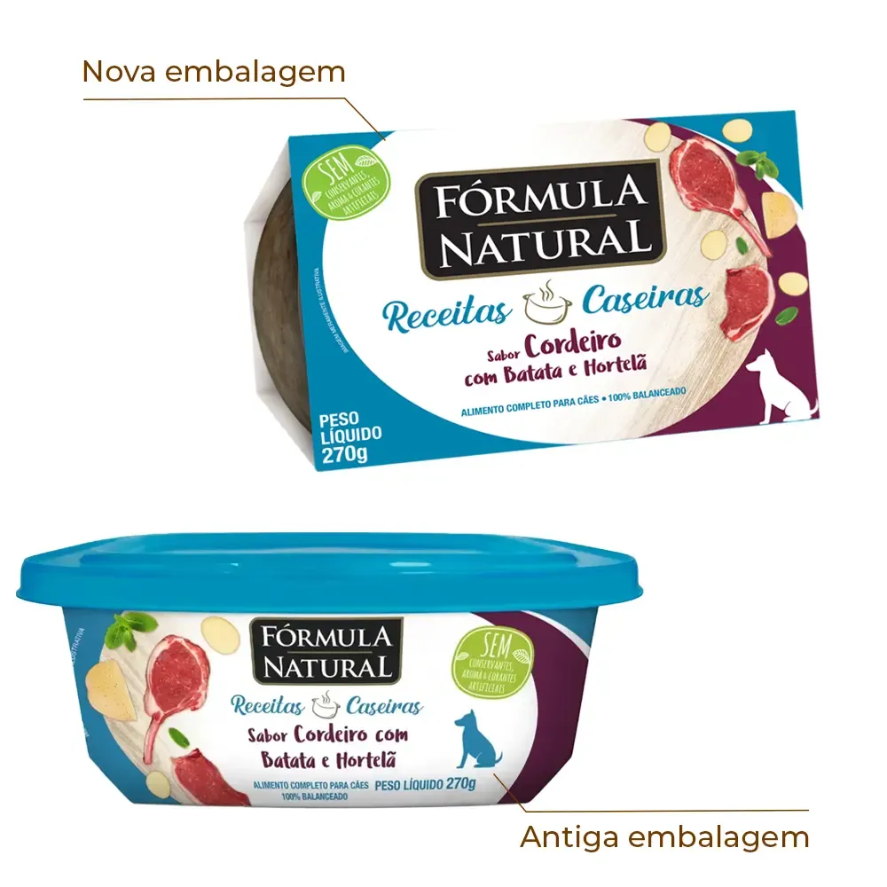 Ração Úmida Fórmula Natural Receita Caseira Cães Cordeiro com Batata e Hortelã